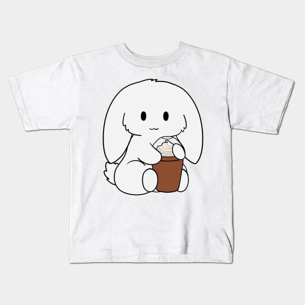 White Bunny Ice Coffee Kids T-Shirt by BiscuitSnack